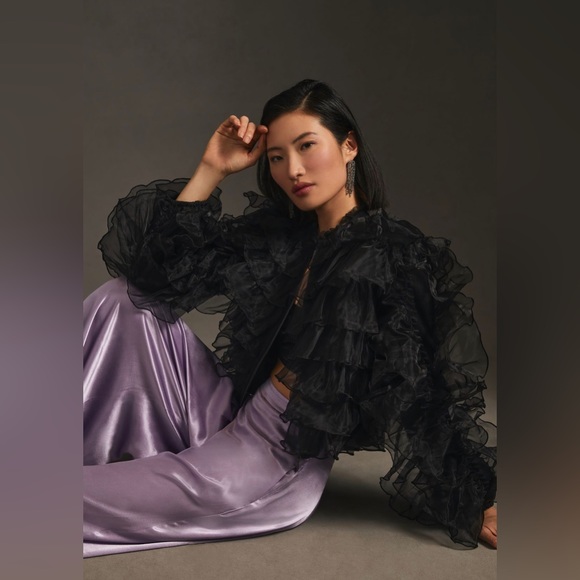 EVA FRANCO RUFFLED ORGANZA BOMBER JACKET - size US 2 - Picture 2 of 3